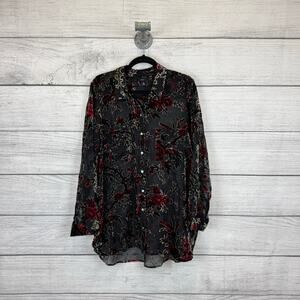 Intro. Black and Red Floral Blouse